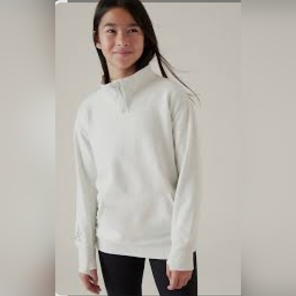Athleta Girl Youth XXL 16 Heather Grey RetroActive Half Zip Sweatshirt EUC